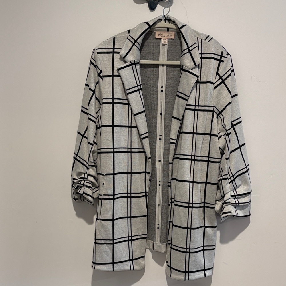 Philosophy Black and White Checkered Blazer